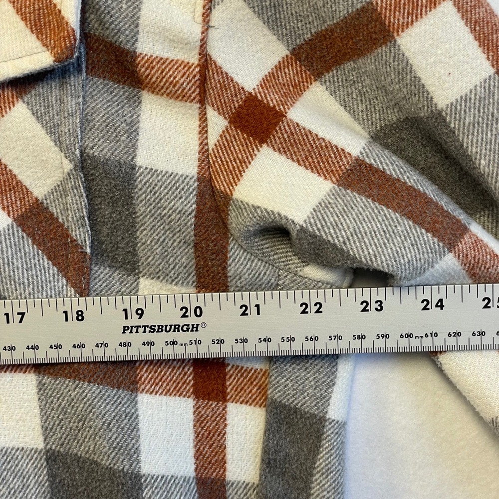 HFX Plaid‎ Flannel Snap Shacket Shirt Jacket Rust Gray Mens Size S - Picture 7 of 8